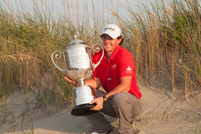 Rory McIlroy with the Wanamaker Trophy